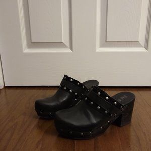 Kork's Studded Leather Platform Clogs